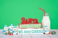 Santa Stop Here We Have Cookies with snowman cookies Royalty Free Stock Photo