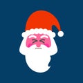 Santa straining face. Red face of Christmas grandfather. Happy N