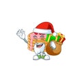 Santa strawberry cream pancake Cartoon character design with sacks of gifts Royalty Free Stock Photo