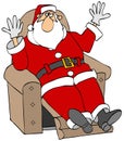Santa stretched out on a recliner