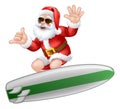 Santa in Sunglasses Surfing Shaka Hand Cartoon Royalty Free Stock Photo