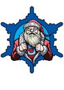 Santa super hero emblem in a snowflake Royalty Free Stock Photo