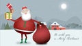 Santa Claus rests while enjoying this Christmas landscape with the red sack full of gifts in his hand brings some for you.