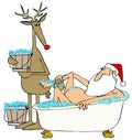 Santa taking a bubble bath