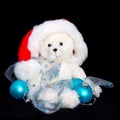 Santa Teddy Bear - Blue Decorations Royalty Free Stock Photo