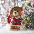 Santa teddy bear, Christmas decorations on a white background. Royalty Free Stock Photo