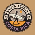 Santa Teresa, Costa Rica- surfer sticker, stamp or sign design