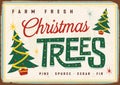 Vintage Metal Sign - Fram Fresh Christmas Trees - Vector EPS10. Royalty Free Stock Photo