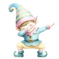 Cute Elf Watercolor Illustration in Pastel Colors