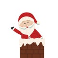 Santa wave in chimney isolated background