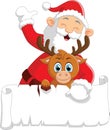 Santa waving and holding blank sign
