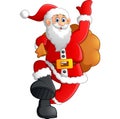 Santa waving and holding sack