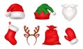 Santa wear accessory realistic, Christmas hats Royalty Free Stock Photo