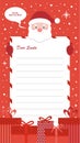 santa wish list template design on red background