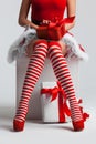 Santa woman legs Royalty Free Stock Photo