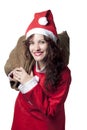 Santa Woman with Sack Royalty Free Stock Photo
