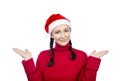 Santa Woman Showing Sign Isolated Royalty Free Stock Photo