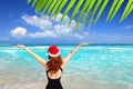 Santa woman tourist christmas caribbean vacation Royalty Free Stock Photo