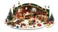 Santa workshop filled with toys, bustling with holiday magic Royalty Free Stock Photo