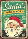 Santa workshop retro metal sign