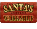 Santa Workshop Sign North Pole Wood Rustic Royalty Free Stock Photo