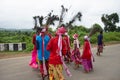 Tribal people performing folk dance in a forested area at Ajodhya Hills Purulia, West Bengal