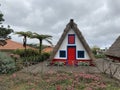 Santana, Madeira, Portugal - October 8, 2022: Traditional triangular house of Madeira