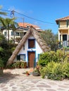 2024-04-09 Santana, Madeira, traditional triangular thatched house Royalty Free Stock Photo