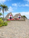 2024-04-09 Santana, Madeira, traditional triangular thatched houses Royalty Free Stock Photo