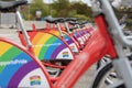 Santander cycles show support to the LGBT Pride MK Event in Milton Keynes