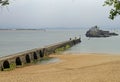 Ancient bridge at coatsline of spanish city Santander Royalty Free Stock Photo