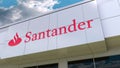 Santander Serfin logo on the modern building facade. Editorial 3D rendering