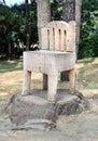 05-09-2012 Santander, Spain - Chair Sculpture Carved from a Tree Trunk