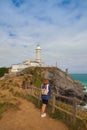 Cape Mayor lighthouse on the coast in Santander, Spain