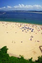 SANTANDER, SPAIN - JULY 24, 2018: Playa De La Concha, Sardinero in Santander, the Bay of Biscay, Atlantic Ocean, Spain Royalty Free Stock Photo