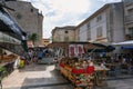 Farmers market on the streets of Santanyi in Mallorca with lots of local fruits and vegetables Royalty Free Stock Photo