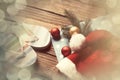 Santas hat and christmas bubbles with flip flops Royalty Free Stock Photo