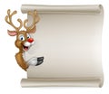 Santas Reindeer Cartoon Christmas Sign Royalty Free Stock Photo