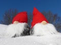 Santas on Snowy Slope Royalty Free Stock Photo