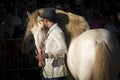 Santi Serra with one of his stunning horses in an exhibition in Lugo, Spain, August 2016