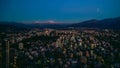 Santiago aerial View from the Costanera Center at Sunset, Santiago Chile