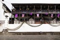 Local man waiting in front of Saint James the Apostel Church, with Semana Santa decoration, Santiago Atitlan, Guatemala Royalty Free Stock Photo