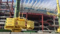 Santiago Bernabeu Stadium of the Spanish soccer team Real Madrid under drastic renovation and modernization on the outside