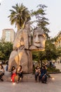SANTIAGO, CHILE - MARCH 27, 2015: Statue by Enrique Villalobos dedicated to the Indigenous people, Plaza de Armas