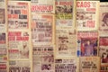 Collage of the newspapers describing events of Chilean crisis of 1973 in Santiago, Chile.