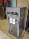 SANTIAGO, CHILE - SEPTEMBER 14, 2018: Indoor view of mailbox used for devolution of books inside of metro station of