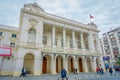 SANTIAGO, CHILE - SEPTEMBER 14, 2018: Outdoor view of facade of municipal theater, city of Santiago, capital of Chile in