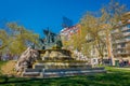 SANTIAGO, CHILE - SEPTEMBER 17, 2018: Outdoor view of the German Fountain built at 1912 at Parque Forestal, Santiago Royalty Free Stock Photo