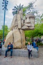 SANTIAGO, CHILE - SEPTEMBER 13, 2018: View at sculpture in Santiago de Chile. Sculpture was made by Enrique Villalobos