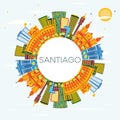 Santiago Chile Skyline with Color Buildings, Blue Sky and Copy S Royalty Free Stock Photo